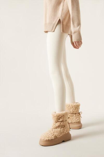 Cream Thermal Leggings, 5501_025F, medium