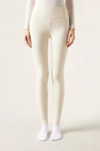 Cream Thermal Leggings, 5501_025F, large image number 0