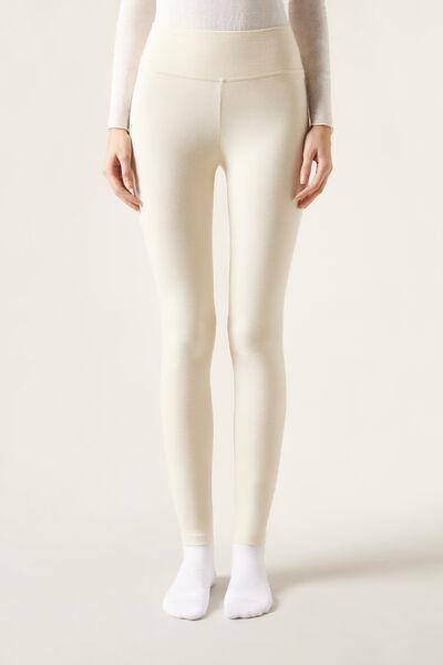 Cream Thermal Leggings, 5501_025F, large image number 1