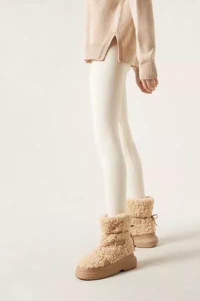 Cream Thermal Leggings, 5501_025F, large image number 1