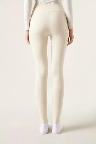 Cream Thermal Leggings, 5501_025F, large image number 2
