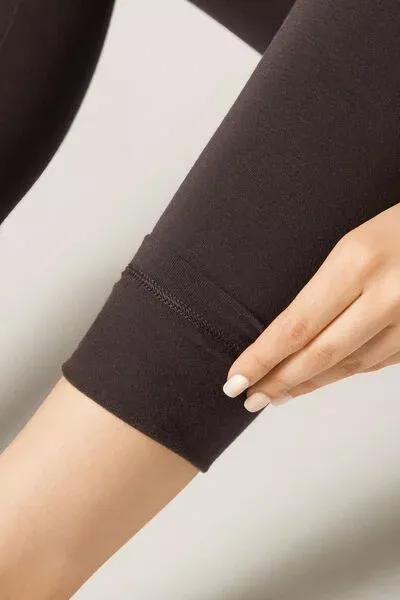 Brown Super-Opaque Thermal Cotton Leggings, 5501_122F, large image number 4