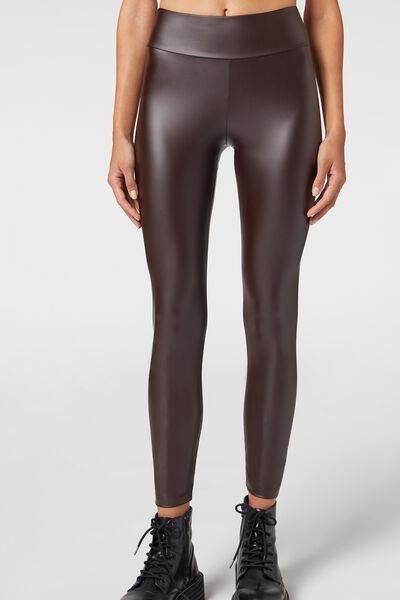 Calzedonia Brown Leather Effect Leggings