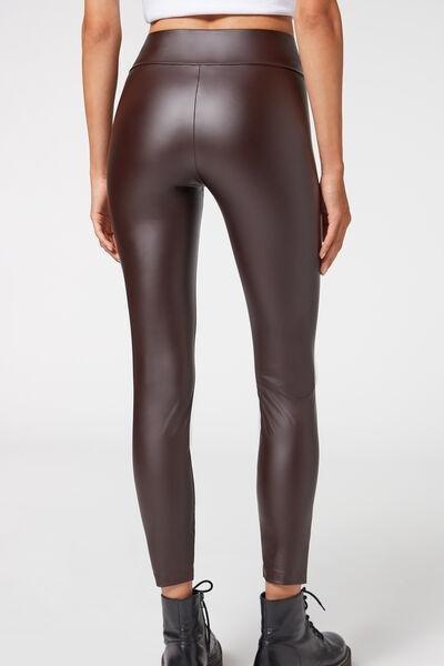 Grey Thermal Leather Effect Leggings, 46% OFF