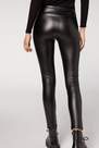 Calzedonia - Black Thermal Leather Effect Leggings, Women