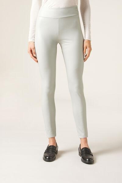 White Thermal Leather Effect Leggings, , large image number 1