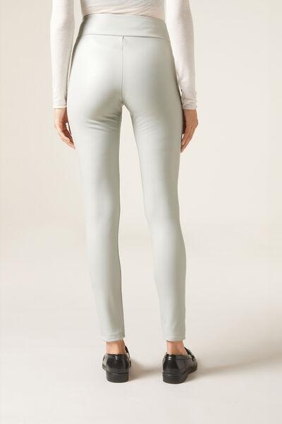 White Thermal Leather Effect Leggings, , large image number 2