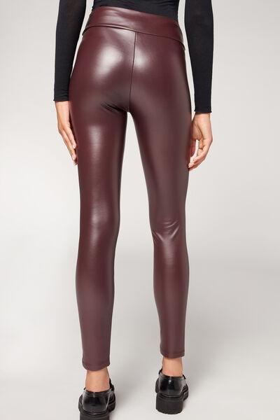 Red Thermal Leather Effect Leggings