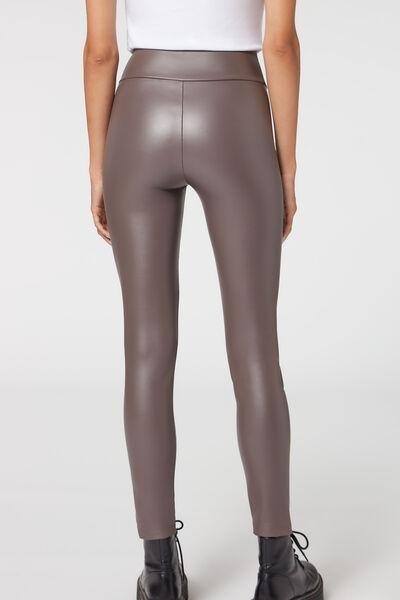 Grey Thermal Leather Effect Leggings, 46% OFF