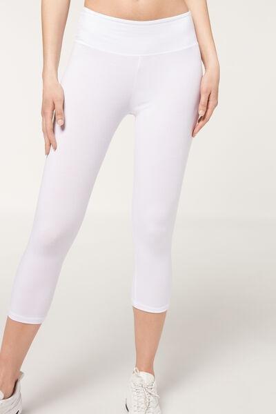 White Supima Cotton Capri Leggings, , large image number 0