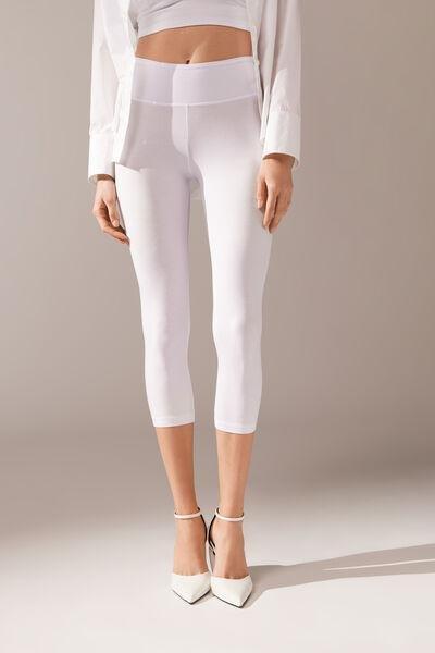 White Supima Capri Leggings, White, medium