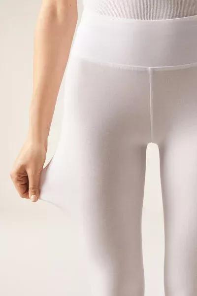 طماق كابري قطن سوبيما أبيض, White, medium