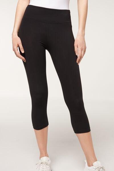 Black Supima Cotton Capri Leggings, , large image number 0