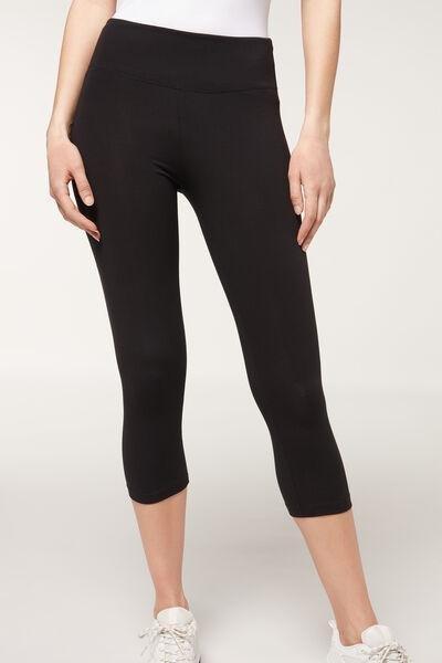 Black Supima Cotton Capri Leggings, , large image number 3