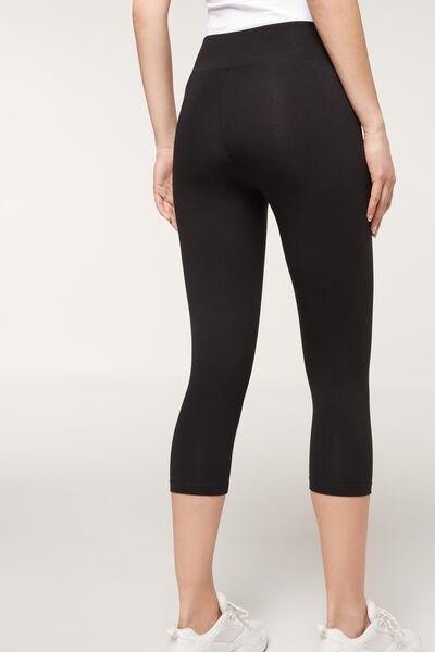 Black Supima Cotton Capri Leggings, , large image number 4