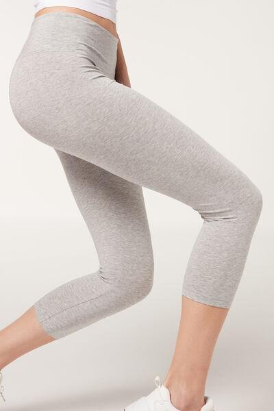 Women's High-waist Cotton Blend Seamless Capri Leggings - A New