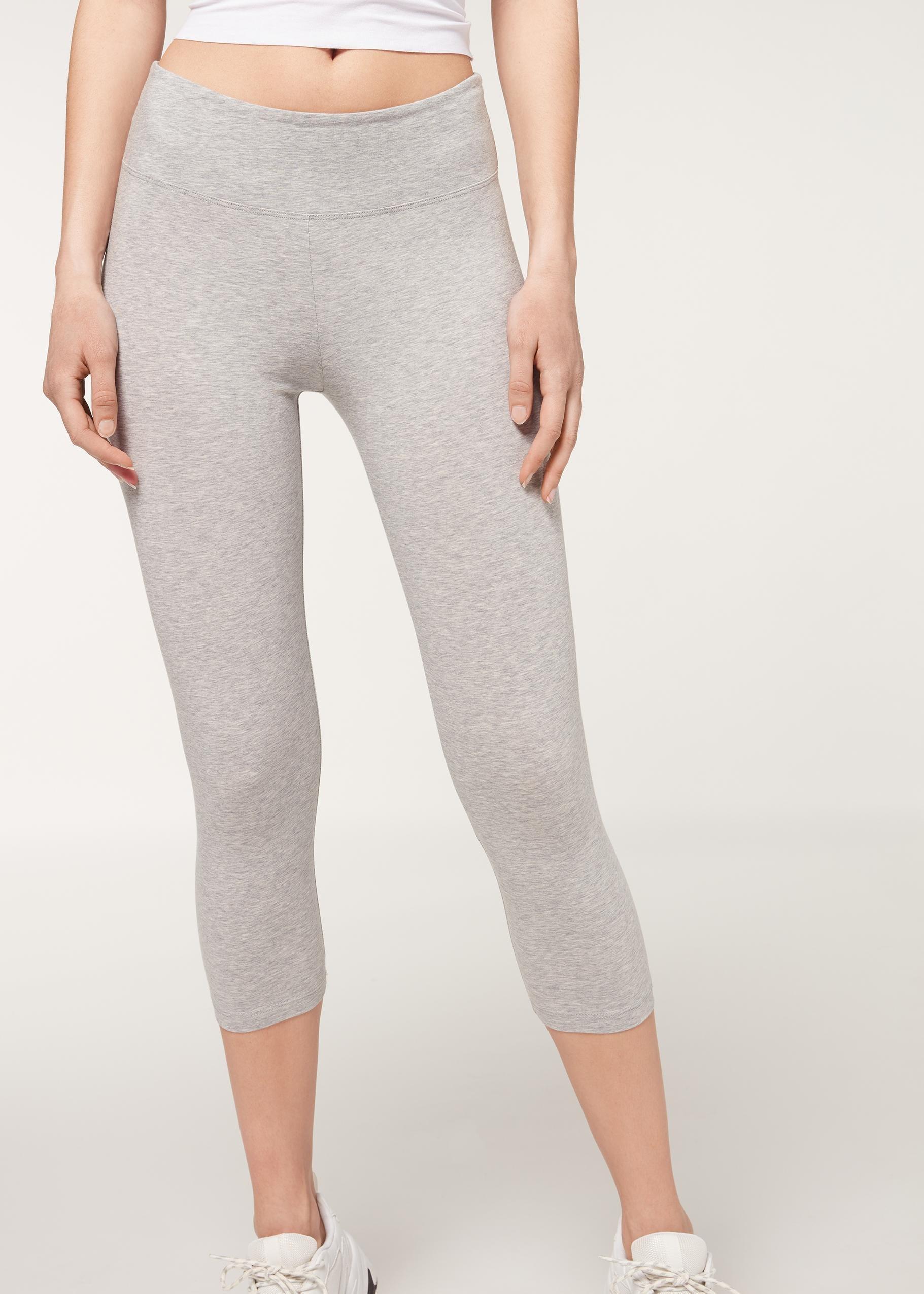 Grey Blend Supima Cotton Capri Leggings, 5501_383C, large image number 1