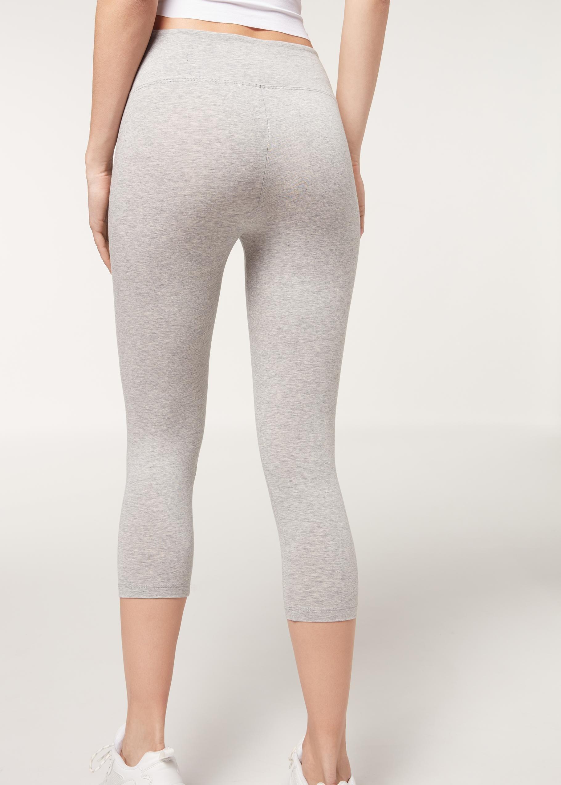 Grey Blend Supima Cotton Capri Leggings, 5501_383C, large image number 2
