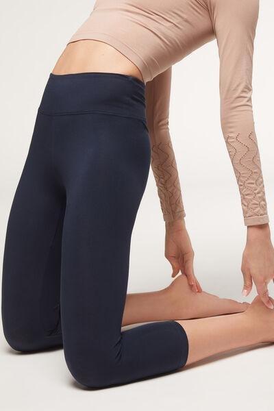 Blue Supima Cotton Capri Leggings, , large image number 0
