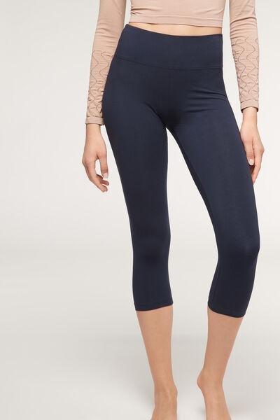 Blue Supima Cotton Capri Leggings, , large image number 1