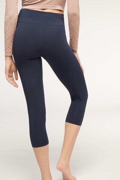 Blue Supima Cotton Capri Leggings, , large image number 2