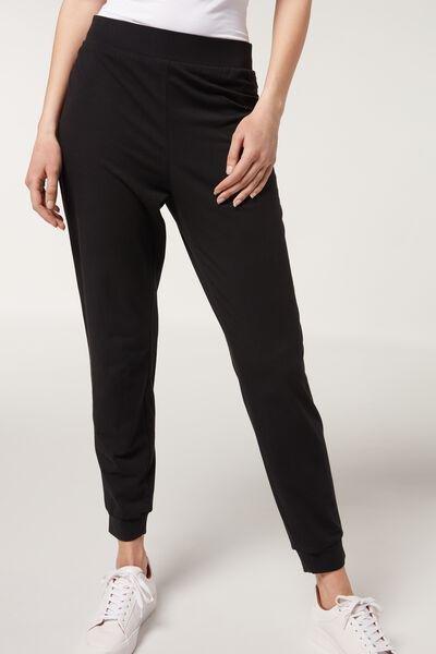 Black Supima Cotton Joggers, Women, , large image number 0
