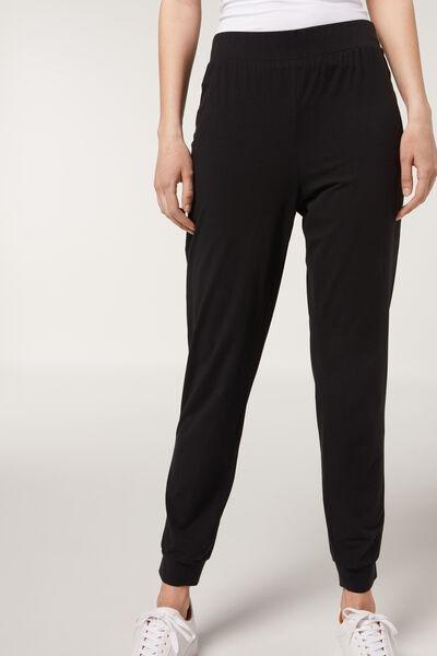Black Supima Cotton Joggers, Women, , large image number 1