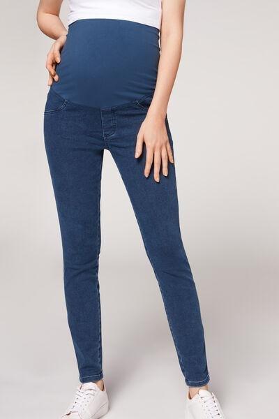 Blue Denim Maternity Leggings, Blue Denim, large image number 0