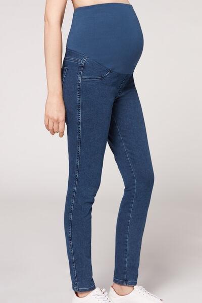 Blue Denim Maternity Leggings, Blue Denim, large image number 1