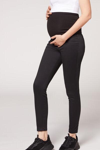 Black Denim Maternity Leggings, Black Denim, medium