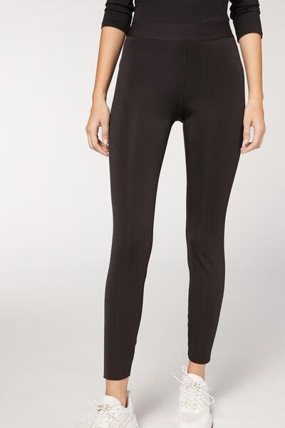 Black Double Face Plush Leggings, , large image number 0