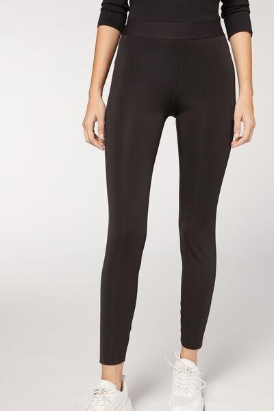 Black Double Face Plush Leggings, , large image number 3