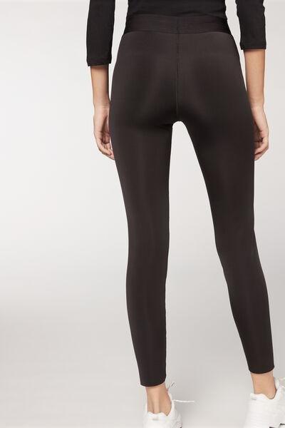 Black Double Face Plush Leggings, , large image number 5