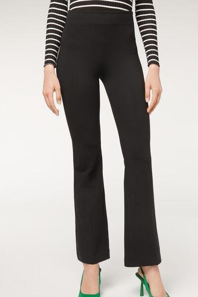 Black Supima Ultra Light Cotton Flared Leggings, , large image number 1