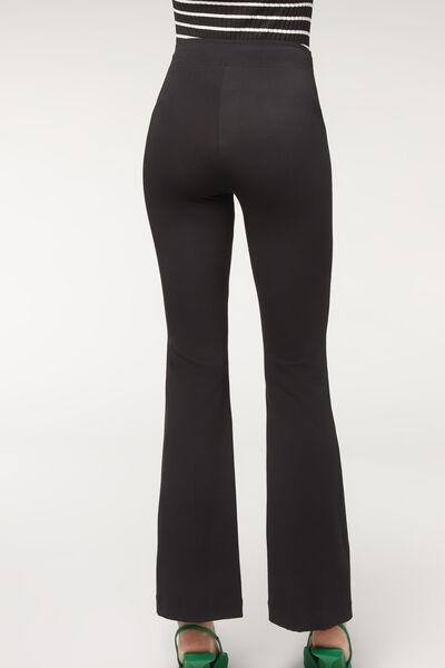 Black Supima Ultra Light Cotton Flared Leggings, , large image number 2