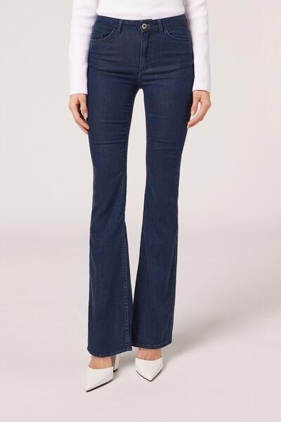 Blue Eco Light Denim Flared Jeans, 5501_3182, large image number 1