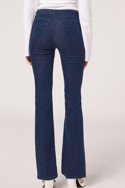 Blue Eco Light Denim Flared Jeans, 5501_3182, large image number 2