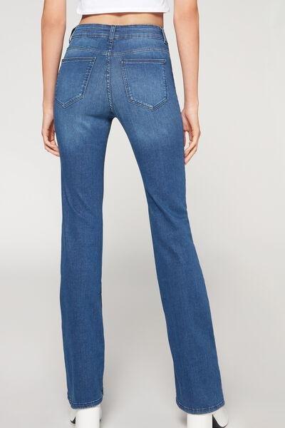 Blue Super Flex Denim High-Waisted Bootcut Jeans, , large image number 2