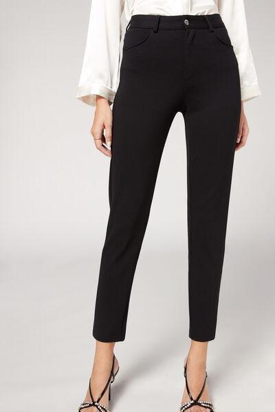 Black Five-Pocket Skinny Leggings, , large image number 1