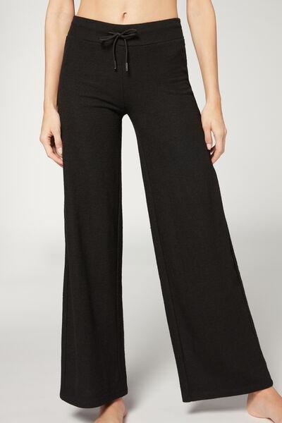 Black Cashmere Palazzo Leggings, , large image number 1