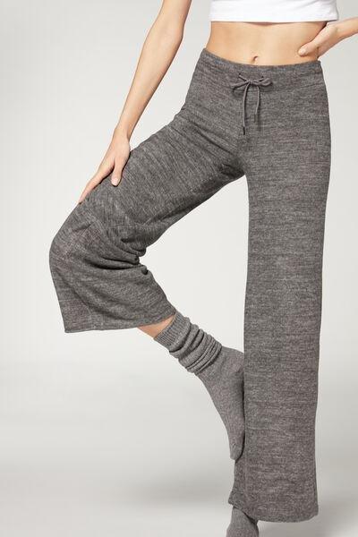 Grey Cashmere Palazzo Leggings, 5501_4937, large image number 0