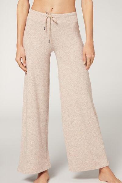 Beige Cashmere Palazzo Leggings, , large image number 1