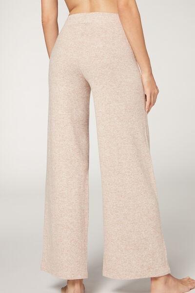 Beige Cashmere Palazzo Leggings, , large image number 2