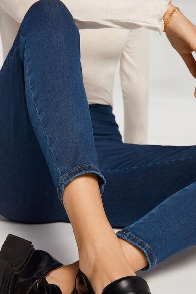 Blue High-Waist Skinny Leggings, Blue Denim, medium