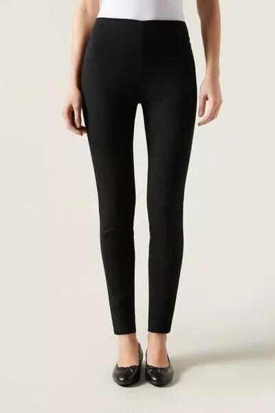 Black High-Waist Skinny Leggings, Black Denim, large image number 0