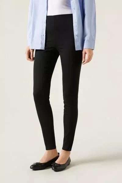 Black High-Waist Skinny Leggings, Black Denim, large image number 1