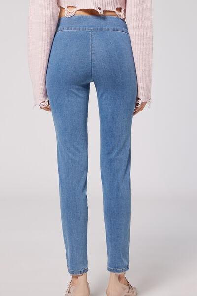 Blue High-Waist Skinny Leggings, , large image number 2