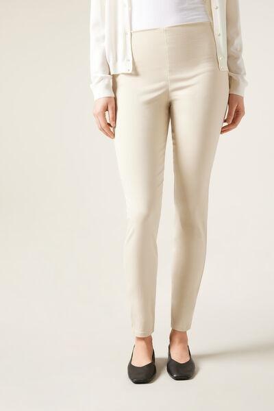 Ecru High-Waist Skinny Leggings, , large image number 0