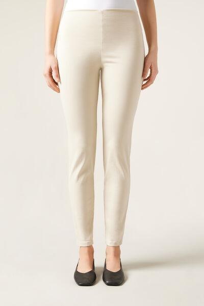 Ecru High-Waist Skinny Leggings, , large image number 1
