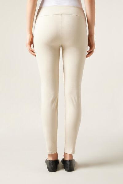 Ecru High-Waist Skinny Leggings, , large image number 2